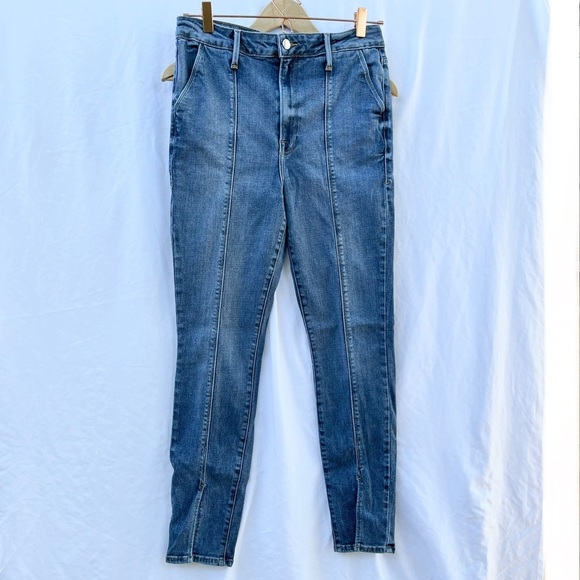 GOOD AMERICAN | GOOD WAIST FRONT SEAM PINTUCK JEANS SLIT ANKLE BLUE SIZE 10/30 - Picture 3 of 7